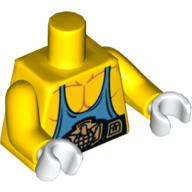 Lego Torso Muscles with Medium Blue Tank Top and Belt Print, Yellow Arms, White Hands