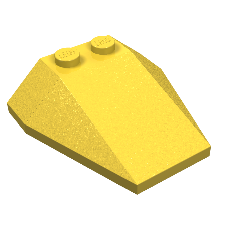 Lego Brick Wedged, Sloped 4 x 4 Triple, No Stud Notches / Yellow