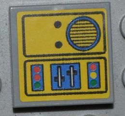 Lego Tile 2 x 2 with Crane Control Panel with Speaker Pattern Model Left Side (Sticker) - Set 4645 / Light Bluish Gray