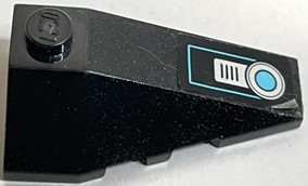 Lego Wedge 4 x 2 Triple Right with Ultrasonic Circle with Silver Grille and Medium Azure Outline Pattern (Sticker) - Set 70171