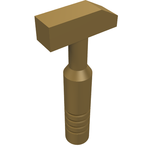 Lego Tool Hammer Cross Pein [3-Rib Handle] / Pearl Gold