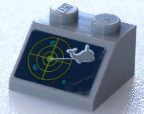 Lego Slope 45 2 x 2 with Whale, Lime Radar Screen and Dark Turquoise Dots Pattern (Sticker) - Set 41381