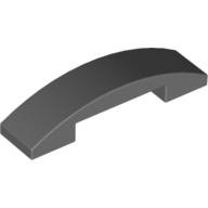 Lego Brick Curved 4 x 1 Double with No Studs / Dark Bluish Gray