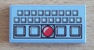 Lego Tile 2 x 4 with Console Buttons and Red Light Pattern (Sticker) - Set 8424