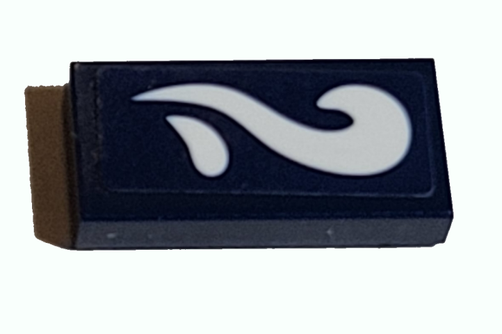 Lego Tile 1 x 2 with White Splash Pattern Model Left Side (Sticker) - Set 41380 / Dark Blue