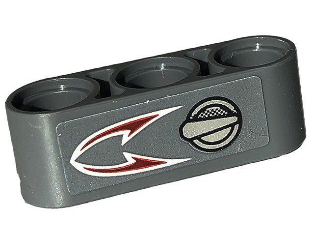 Lego Technic, Liftarm Thick 1 x 3 with Dark Red and White Flames and Tank Filler Cap Pattern (Sticker) - Set 42132