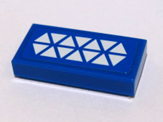Lego Tile 1 x 2 with White Triangles Pattern (Sticker) - Sets 7868 / 75037 / Blue