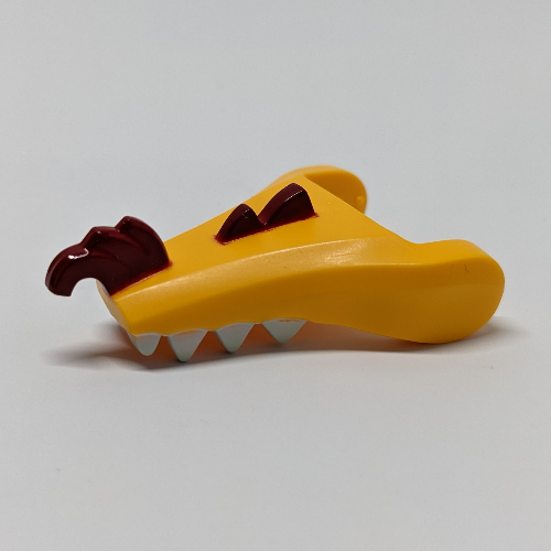 Lego Creature Body Part, Dragon Head Lower Jaw with White Teeth, Dark Red Beard / Bright Light Orange
