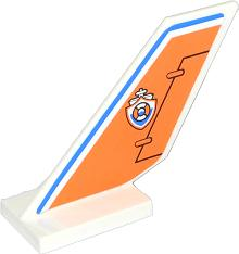 Lego Tail Shuttle with Rudder, Blue Line and Coast Guard Logo on Orange Background Pattern on Both Sides (Stickers) - Set 60015