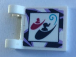 Lego Flag 2 x 2 Square with Flat Edge with 2 Girls in Sleighs with Dark Blue and Medium Lavender Border Pattern (Sticker) - Set 41319