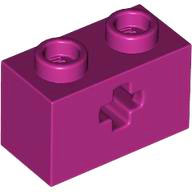 Lego Technic, Brick 1 x 2 with Axle Hole / Magenta