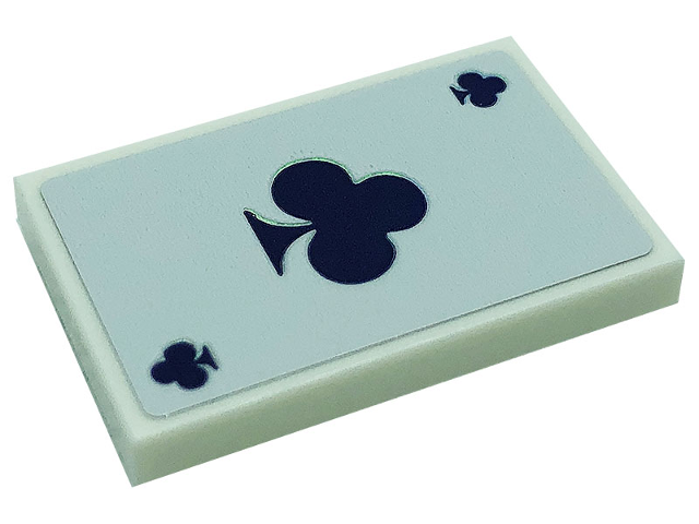 Lego Tile 2 x 3 with Playing Card Ace of Clubs Pattern (Sticker) - Set 41685 / White