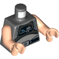 Lego Torso Flight Suit, Control Panel, Black belt Print (TIE Pilot), Light Nougat Arms and Hands / Dark Bluish Gray