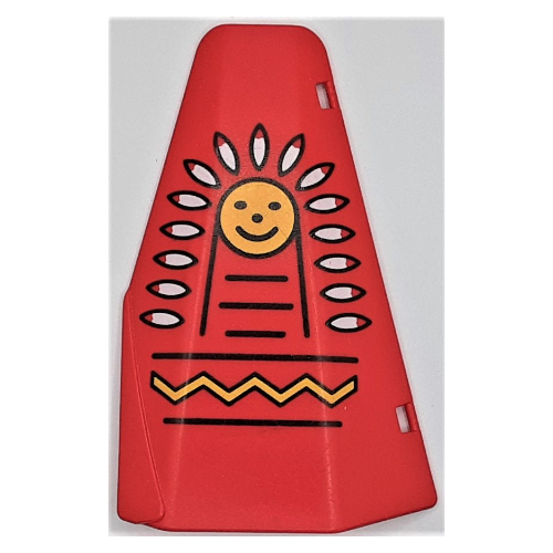 Lego Duplo Door Tepee with Face, Indian Headdress, and Zig Zag Line Print