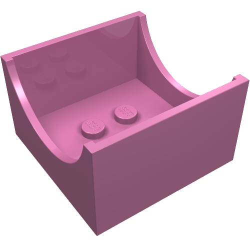 Lego Box 4 x 4 x 2 Bottom with Semicircle Cut-out Ends / Dark Pink