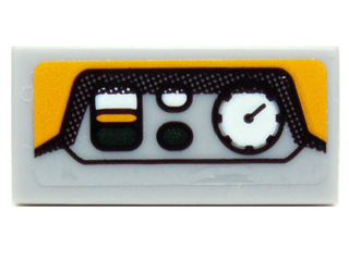 Lego Tile 1 x 2 with Buttons and Gauge Pattern (Sticker) - Set 70227 / Light Bluish Gray