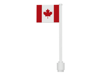 Lego Flag on Flagpole, Straight with Canada Pattern (Sticker) - Sets 357-1 / 575-2 / White