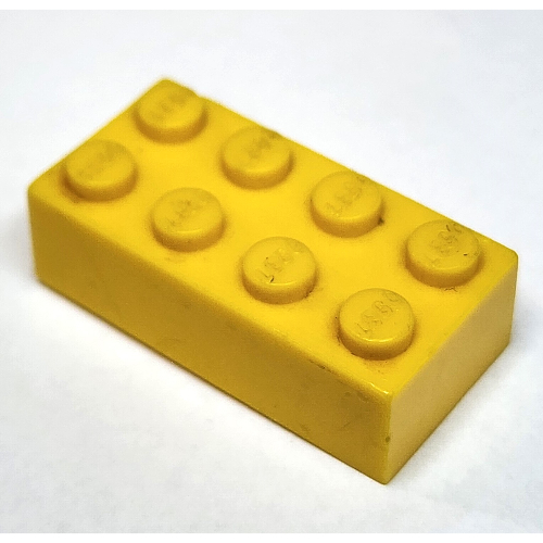Lego Brick 2 x 4 without Bottom Tubes / Yellow