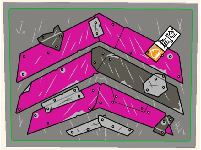 Lego Slope 10 6 x 8 with Armor Plates and Black Chinese Logogram '危险' (Danger) Pattern (Sticker) - Set 80006