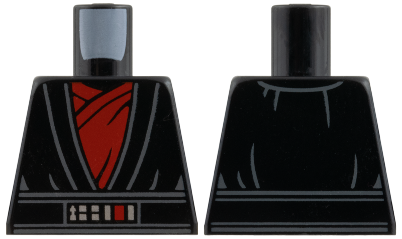 Lego Torso Robe with Light Bluish Gray Trim, Red Tunic, Silver and Red Belt Buckle Pattern / Black