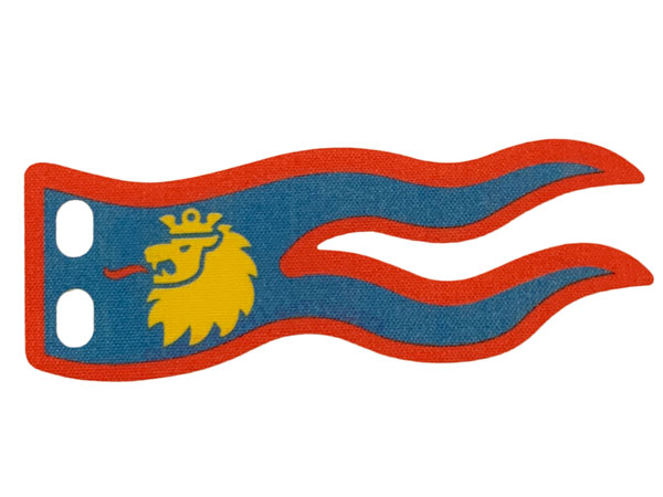 Lego Flag 8 x 5 Wave with Yellow Lion Head on Blue Background Print / Yellow