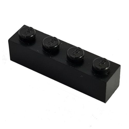 Lego Modulex Brick 1 x 4 with LEGO on Stud / Modulex Black