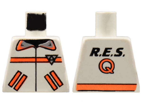 Lego Torso Res-Q Orange Stripes, Pockets, Back Logo Pattern / White
