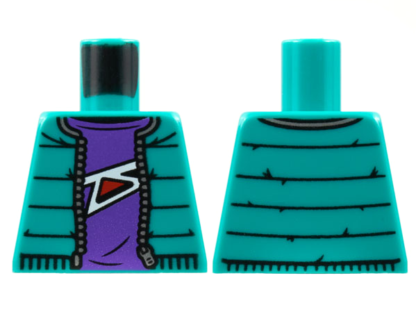 Lego Torso Jacket with Zipper, Dark Purple Shirt with White and Red Abstract Pattern / Dark Turquoise