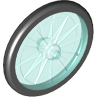 Lego Wheel Bicycle, Fixed Black Tire / Trans-Light Blue