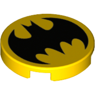 Lego Tile Round 2 x 2 with Black Batman Logo Print