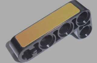 Lego Technic, Liftarm, Modified Bent Thick L-Shape 2 x 4 with Gold Panel Pattern (Sticker) - Set 8007