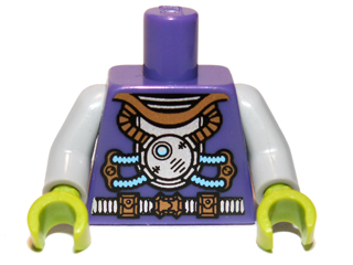 Lego Torso Space with Tubes Pattern / Light Bluish Gray Arms / Lime Hands