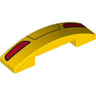 Lego Brick Curved 4 x 1 Double with No Studs and Taillights print / Yellow