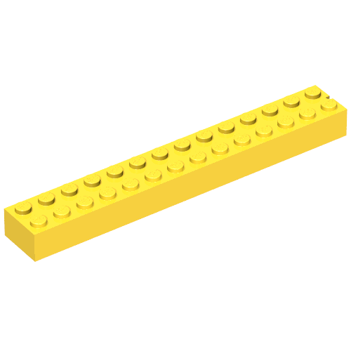 Lego Brick 2 x 14 without Bottom Tubes, 1 End Slot / Yellow