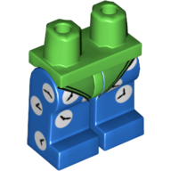 Lego Hips and Blue Legs with Green Leotard, Clocks Print (Clock King) / Bright Green