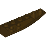 Lego Brick Wedged, Curved Inverted 6 x 2 Right / Dark Brown