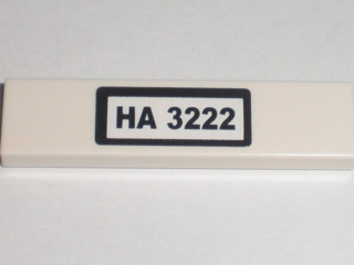 Lego Tile 1 x 4 with Black 'HA 3222' Pattern (Sticker) - Set 3222