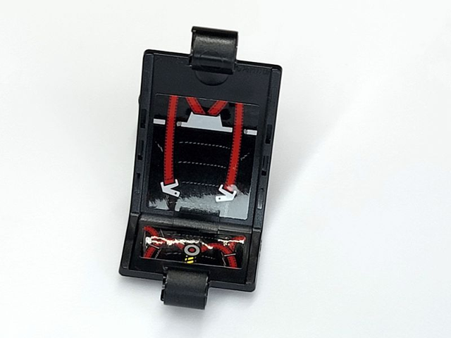 Lego Technic, Panel Curved 3 x 5 x 3 with Red and Silver Seat Belts Pattern (Sticker) - Set 42066 / Black
