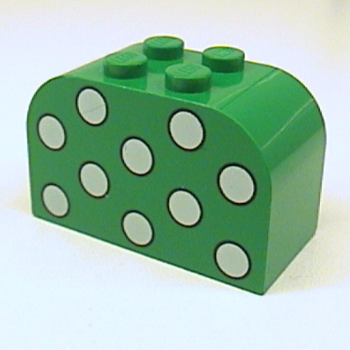 Lego Brick Curved 2 x 4 x 2 Double with Dots Light Green Print