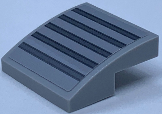 Lego Slope, Curved 2 x 2 x 2/3 with Dark Bluish Gray Lines on Light Bluish Gray Background Pattern (Sticker) - Set 75243