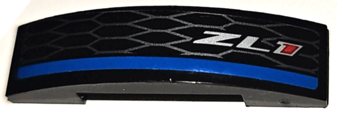 Lego Slope, Curved 4 x 1 x 2/3 Double with Silver Grille, Blue Stripe and 'ZL1' Pattern (Sticker) - Set 75891