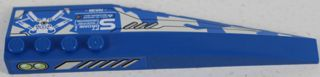 Lego Wedge 12 x 3 Left with Silver Vents and 'SPY DRONE' on Blue and White Camouflage Top, Vents and Lime Double Lights Side Pattern (Stickers) - Set 8118