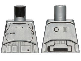 Lego Torso SW Armor Stormtrooper Ep. 7 with Black, Gray and Silver Lines Pattern (Captain Phasma) / Flat Silver