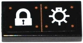 Lego Tile 1 x 2 with Lock, Light Bulb and Copper Rivets Pattern (Sticker) - Set 60130