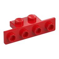 Lego Bracket 1 x 2 - 1 x 4 [Rounded Corners at Bottom, Square Corners at Top] / Red