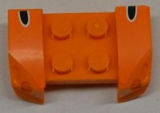 Lego Vehicle, Mudguard 2 x 4 with Headlights Overhang with Partial Black Oval with White Outline Pattern on Both Sides (Stickers) - Set 8125 / Orange