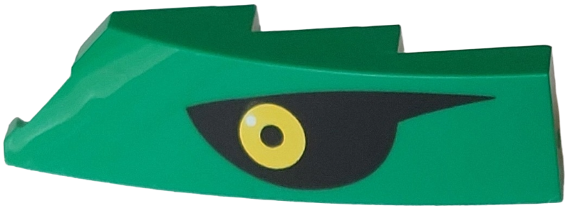Lego Wedge 4 x 1 Right with Black and Yellow Eye with White Glint Pattern (Pokémon Rayquaza Eye Left)