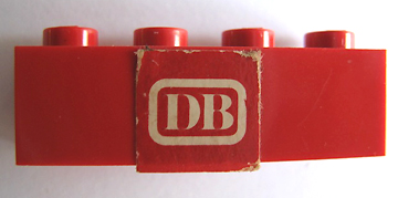 Lego Brick 1 x 4 with 'DB' Pattern (Sticker) - Set 164 / Red