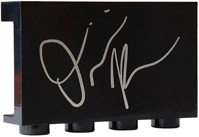Lego Panel 1 x 4 x 2 with Side Supports - Hollow Studs with Silver Olivia Rodrigo's Signature Pattern / Black