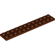 Lego Plate 2 x 12 / Reddish Brown